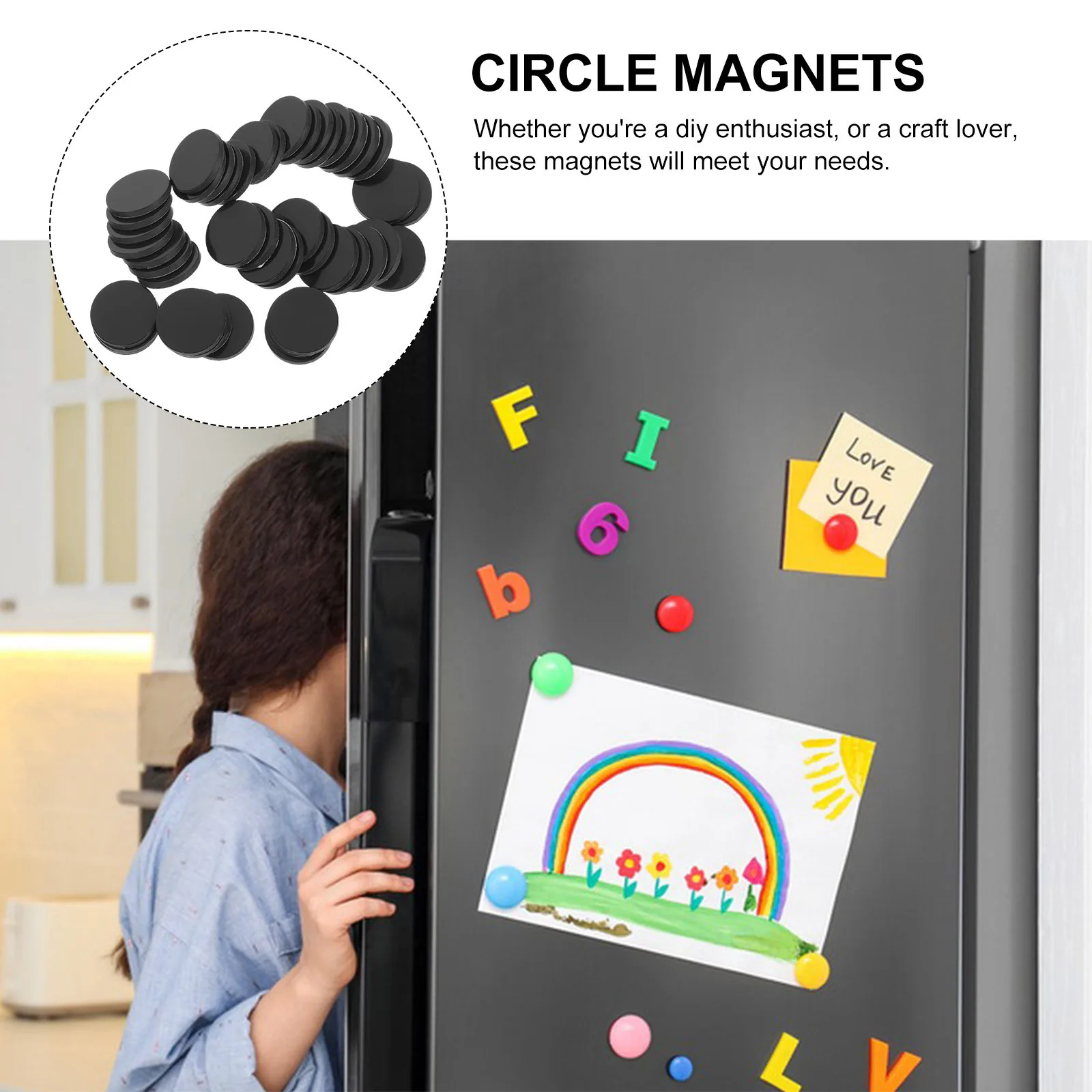 

45Pcs Round Adhesive Backing Magnets Sticky Magnets for Craft DIY Projects Refrigerator Whiteboard Adhesive Magnet