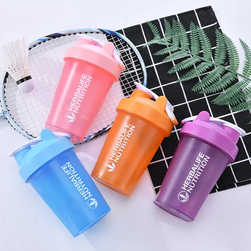 

50pcs custom logo 400ml shaker cup, leak-proof protein powder milkshake mixing cup with mixing ball BPA-free plastic sports cup