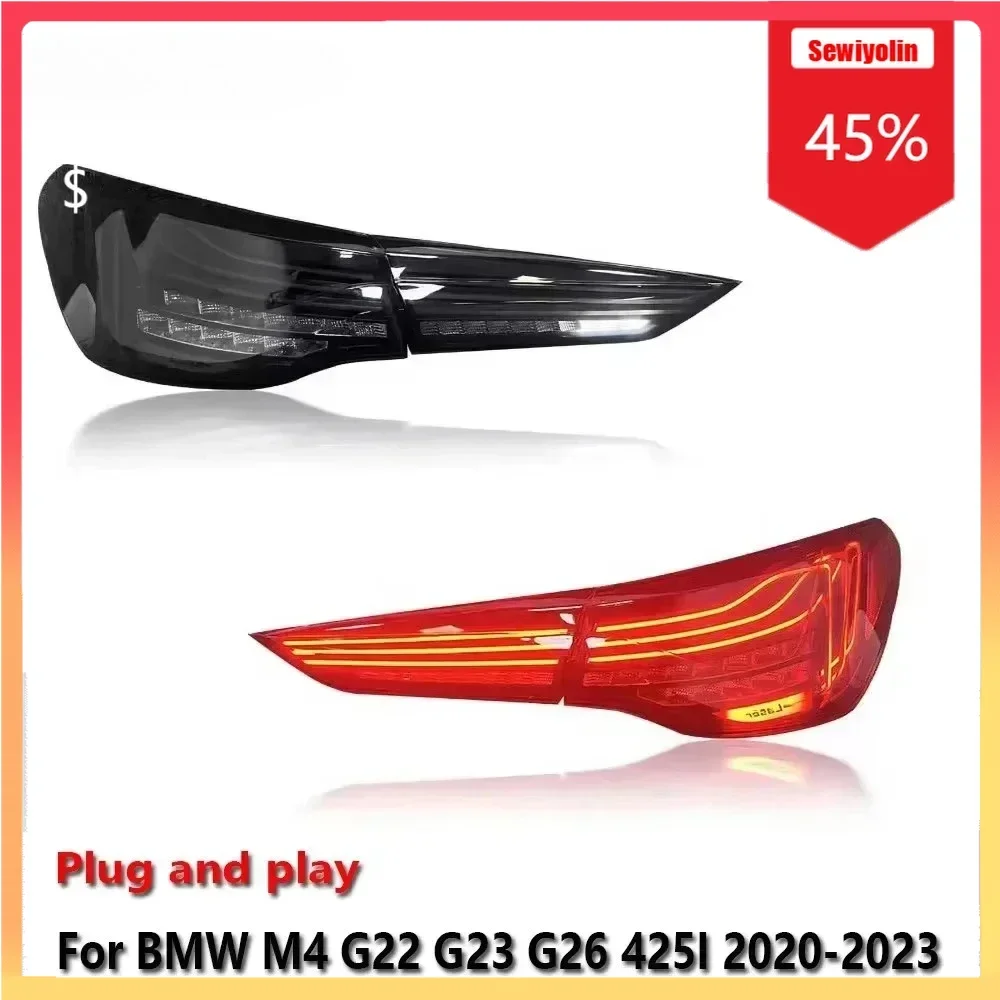 

Автомобильные светодиодные задние фонари, аксессуары для BMW M4 G22 G23 G26 425I 2020-2023, автоматический задний противотуманный фонарь DRL, стоп-сигнал, указатель поворота, вилка и