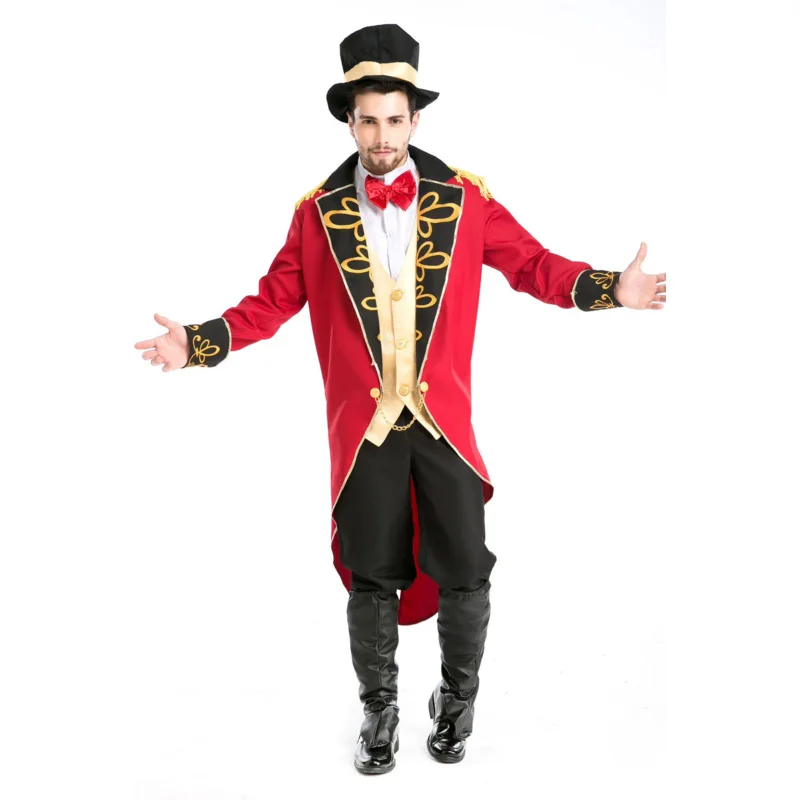Halloween vampire magician ringmaster costume male circus leader tuxedo jacket vintage tailcoat fancy dress outfit for men women