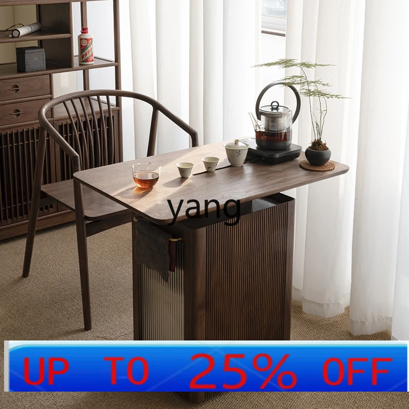 

LMMblack walnut small tea table integrated tea table movable balcony small apartment living room sofa side table