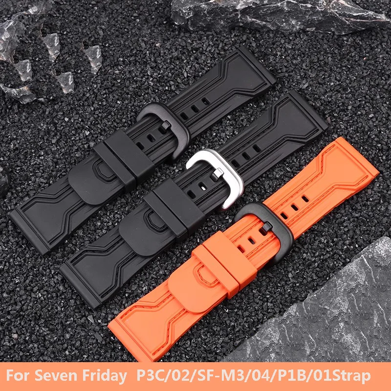 Watchband for Seven Friday Rubber Watch Strap Egler Waterproof Watch Band Sevenfriday P Series P3C/02/SF-M3/04/P1B/01 28mm