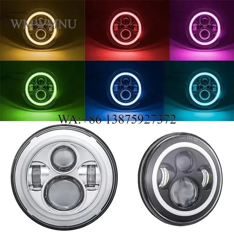 Wmwmnu for Motoled 7 Inch RGB LED Headlight Brightest Waterproof Car Lights for Jeep