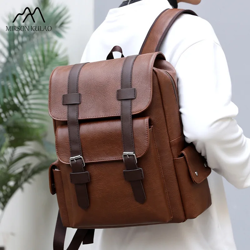 

Fashion large capacity soft pu leather backpack leisure business computer bag Student backpack travel backpack