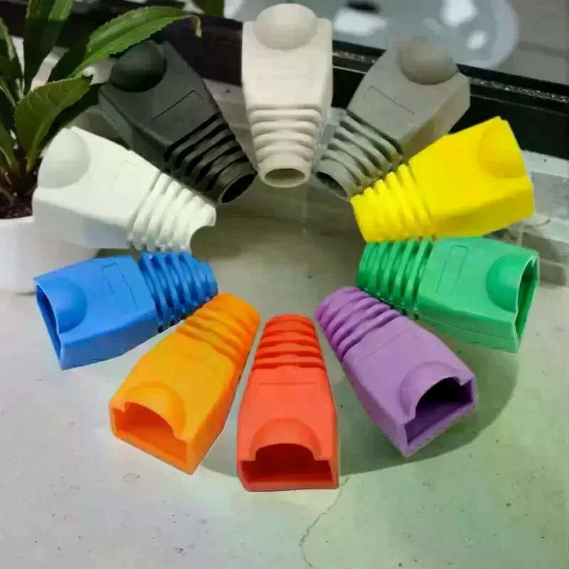 RJ45 Ethernet Network Cable Plugs with Protective Covers Network Cable Connectors Cat5e/Cat6 8Pins Available in Packs of 50/100