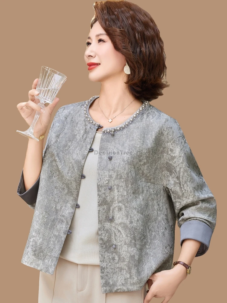 

Новинка 2025 года, элегантный женский костюм в китайском стиле с круглым воротником и длинными рукавами, женская свободная блузка в стиле ретро, повседневная стильная блузка t001