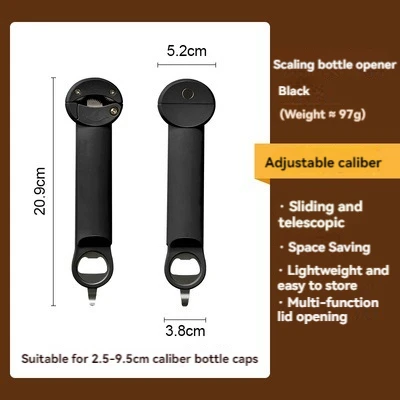 Multi-Function Bottle Opener Retractable Glass Jars Beer Cap Opener Magnetic Suction Stainless Steel Labor-Saving Kitchen Tools