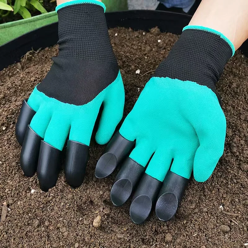 1 Pair Garden Digging Gloves Household Sting-Resistant Non-slip Latex Gloves Breathable Claws Gloves Gardening Hand Protector