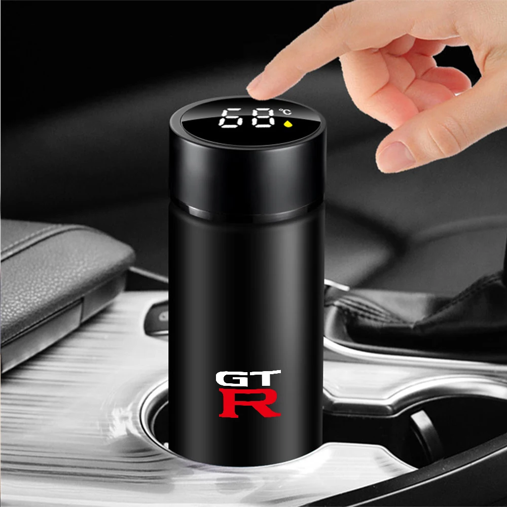 Car Smart Thermos Mug Water Bottle Cup Auto Accessories For Nissan X-trail Qashqai Note Juke Sentra Navara Micra Leaf GTR Nismo