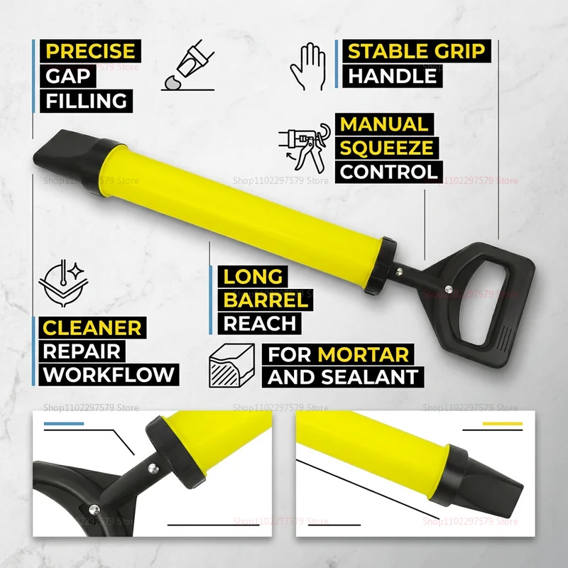 Heavy Duty Caulking Gun Mortar Grouting Applicator Tool with 4 Nozzles for Brick Masonry Cement Lime Pointing Construction