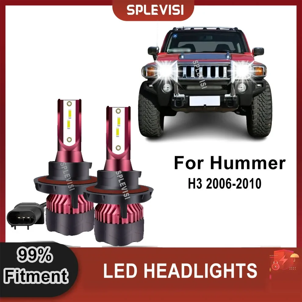 

2Pc Led White Xenon Hid Headlight High Low Beam Light Bulbs H13 9008 For Hummer H3 2006-2010 2007 2008 2009