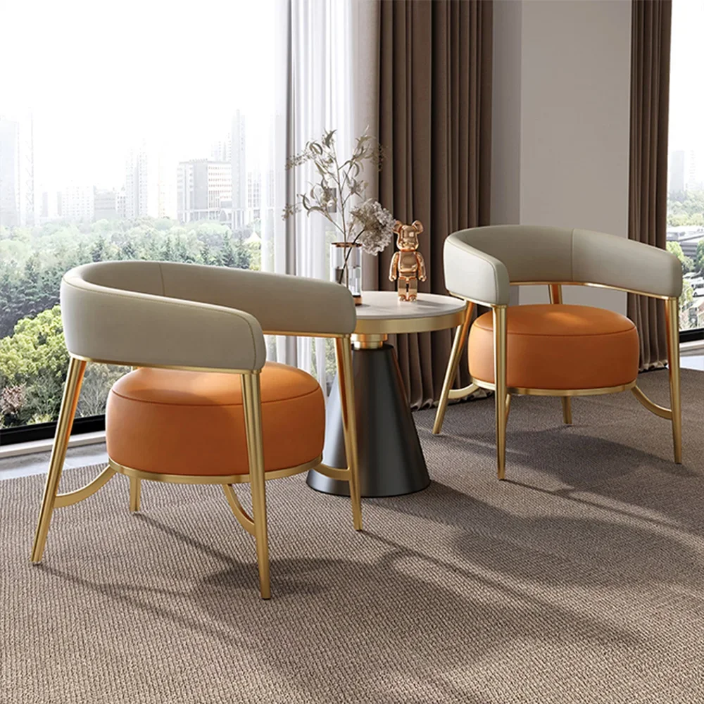 

Designs Contemporary Leather Gold Stainless Steel Kitchen Upholstered Dining Room Chairs Leisure Restaurant Chair