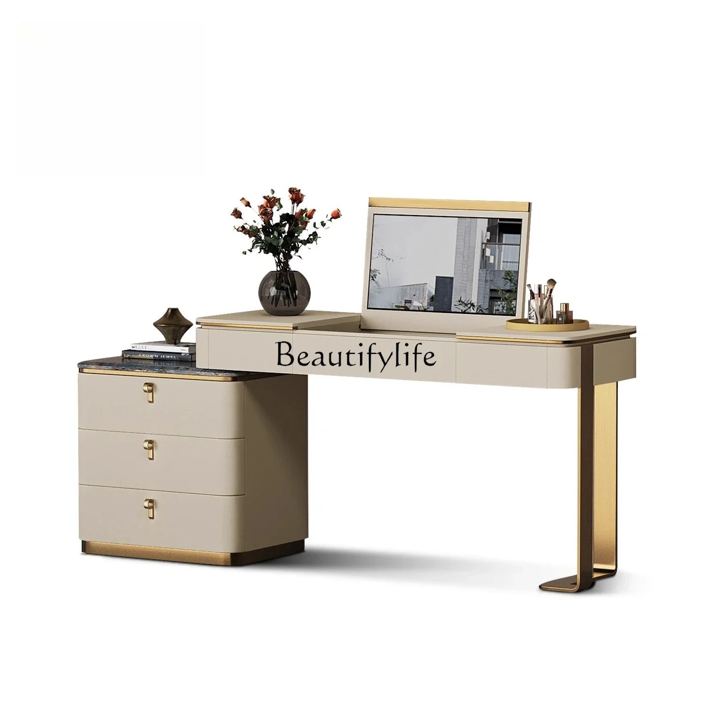 

ld14Italian light luxury dresser, chest, integrated high-end flip cover with mirror, high-end makeup table