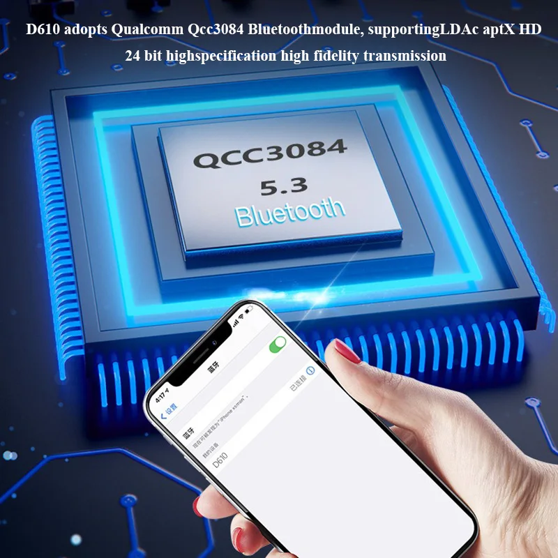 Decodificador de áudio hi-fi sem perdas receptor de áudio bluetooth qcc3084 bluetooth 5.4 ess9039q2m dac ldac formato saída coaxial digital