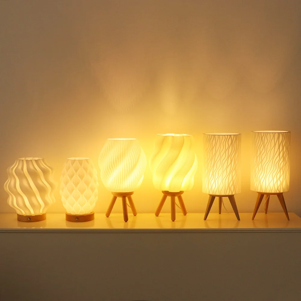 LED Night Light USB Plug-in Charging Personalized 3D Printing Small Desk Lamp 3-color Changing Desktop Ornament