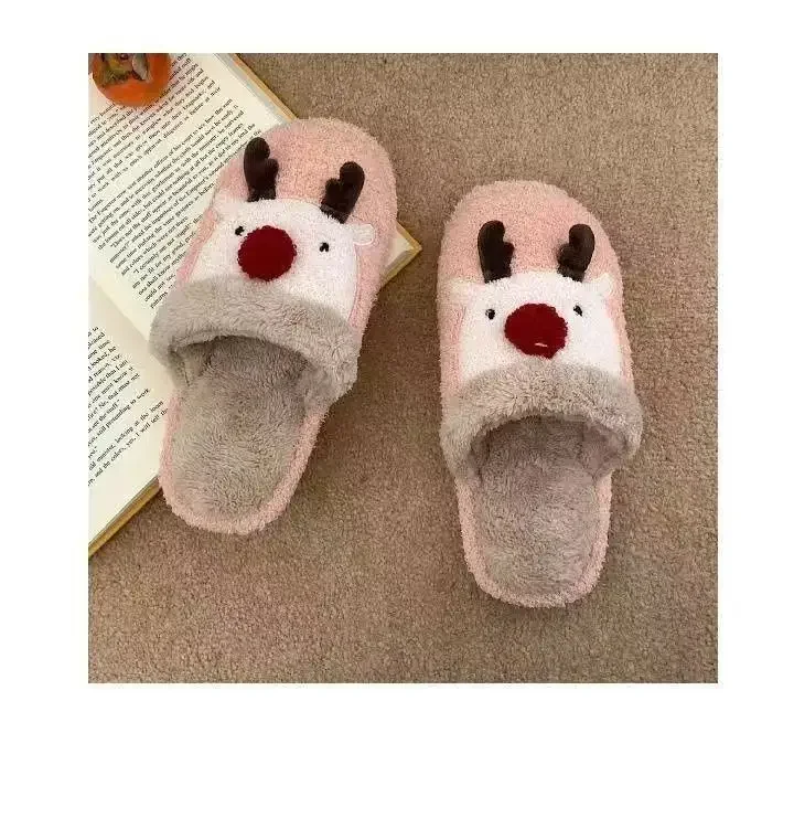Winter-Weihnachts-Hausschuhe für Damen, Herren, weiche, rutschfeste Sandalen für den Innenbereich, warme, flache Plüsch-Slides für Paare, Unisex, niedliche Schuhe für Erwachsene – Detail 16
