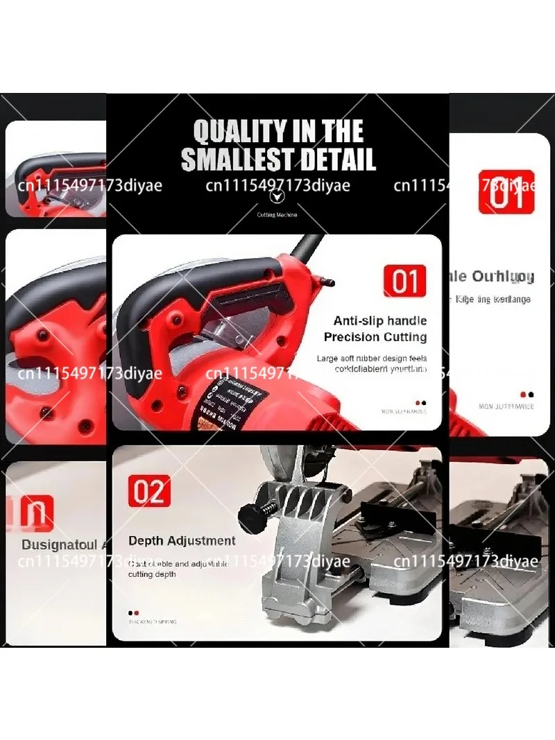 220V Electric Circular Saw Cutting Machine High Power Desktop Cutter Guideway Saw for Wood Metal Steel