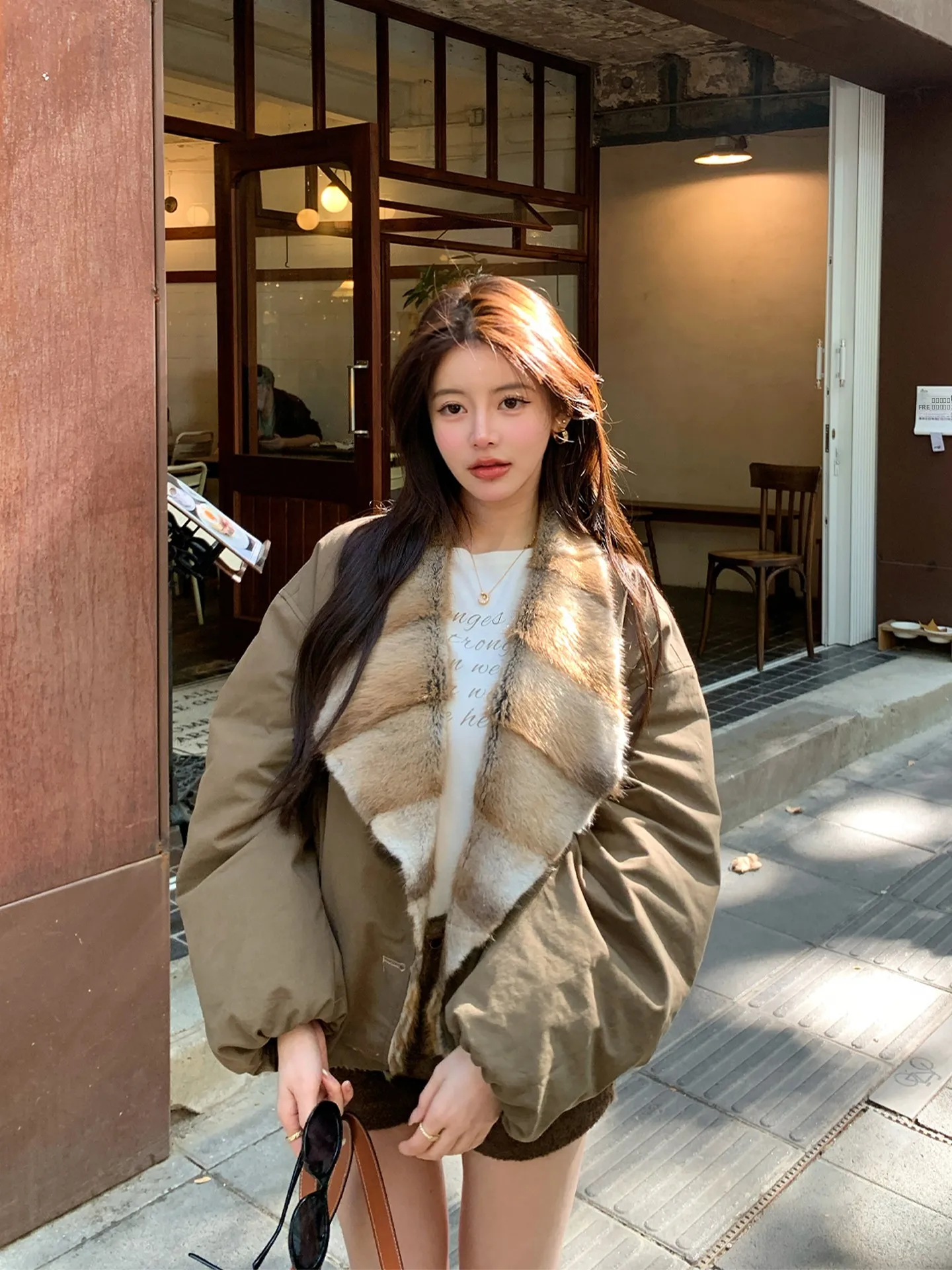 

Женская парка Daisy Pioneer с гусиным пухом и синим меховым воротником, теплая рабочая одежда, меховое пальто без съемного ворса