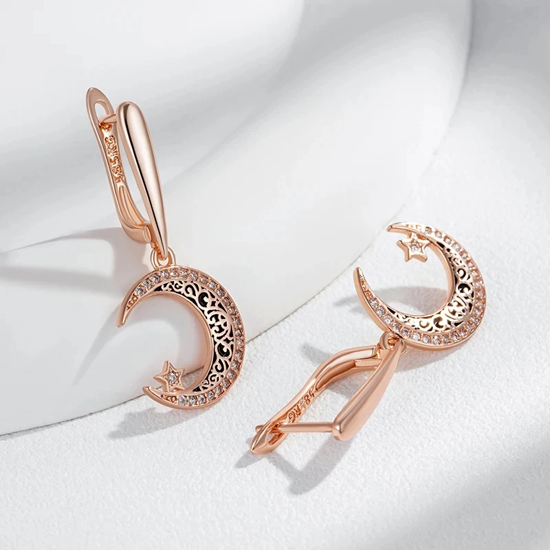 Wbmqda Black Enamel Pendant And Necklace For Women 585 Rose Gold Color With Natural Zircon Elegant Fashion Jewelry Accessories