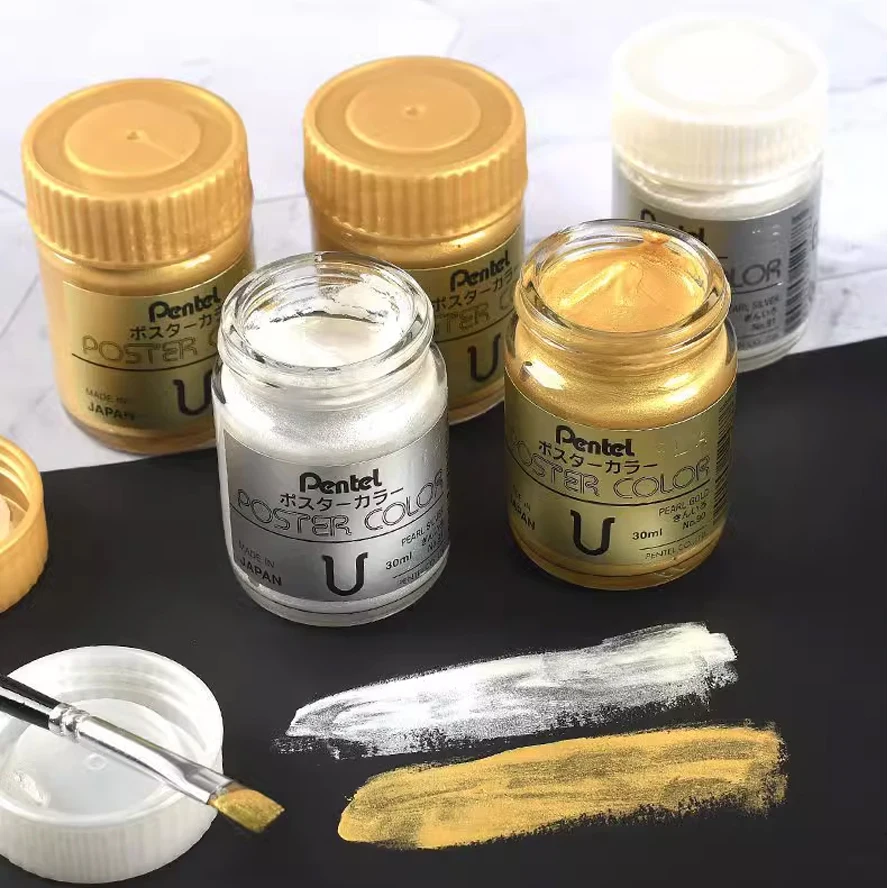 Japan Arcylic paints 30ml Golden Silver Poster Color Degumming Gouache Pigment Advertising Paint Calligraphy Drawing Supplies