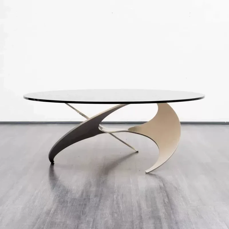 Spiral Wind Coffee Table Modern Simple Stainless Steel Low Table with Creative Leg Bracket for Living Room Home Furniture