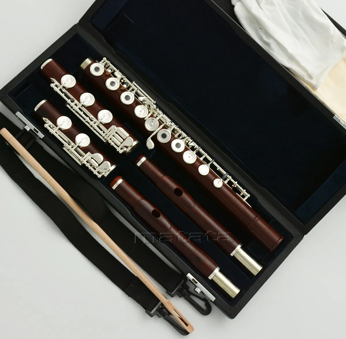 Fast Ship rosewood Flute C Key 17 Open Holes Offset G With 2 Headjoint B Foot + C Foot