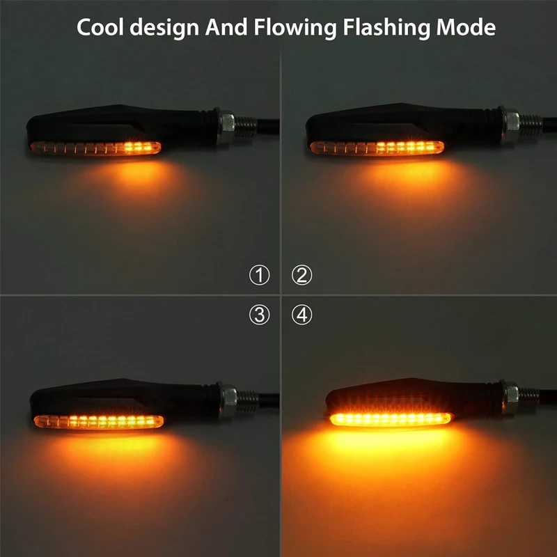 4pcs Universal Motorcycle Led Turn Signals Blinker Flowing Water Flashing Lights Stop Signal Light DRL Lamp Tail Brake Signal image 5