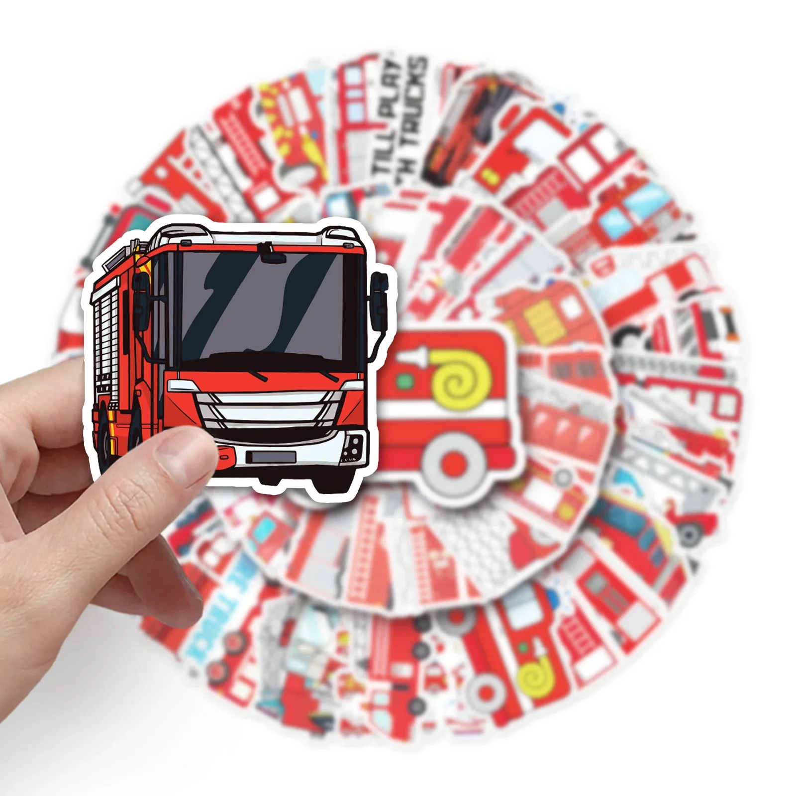 50PCS Fire Truck Vinyl Stickers, Creative Trendy Waterproof Decals for Travel Bags Laptops Stationery Decor Accessories - view 5