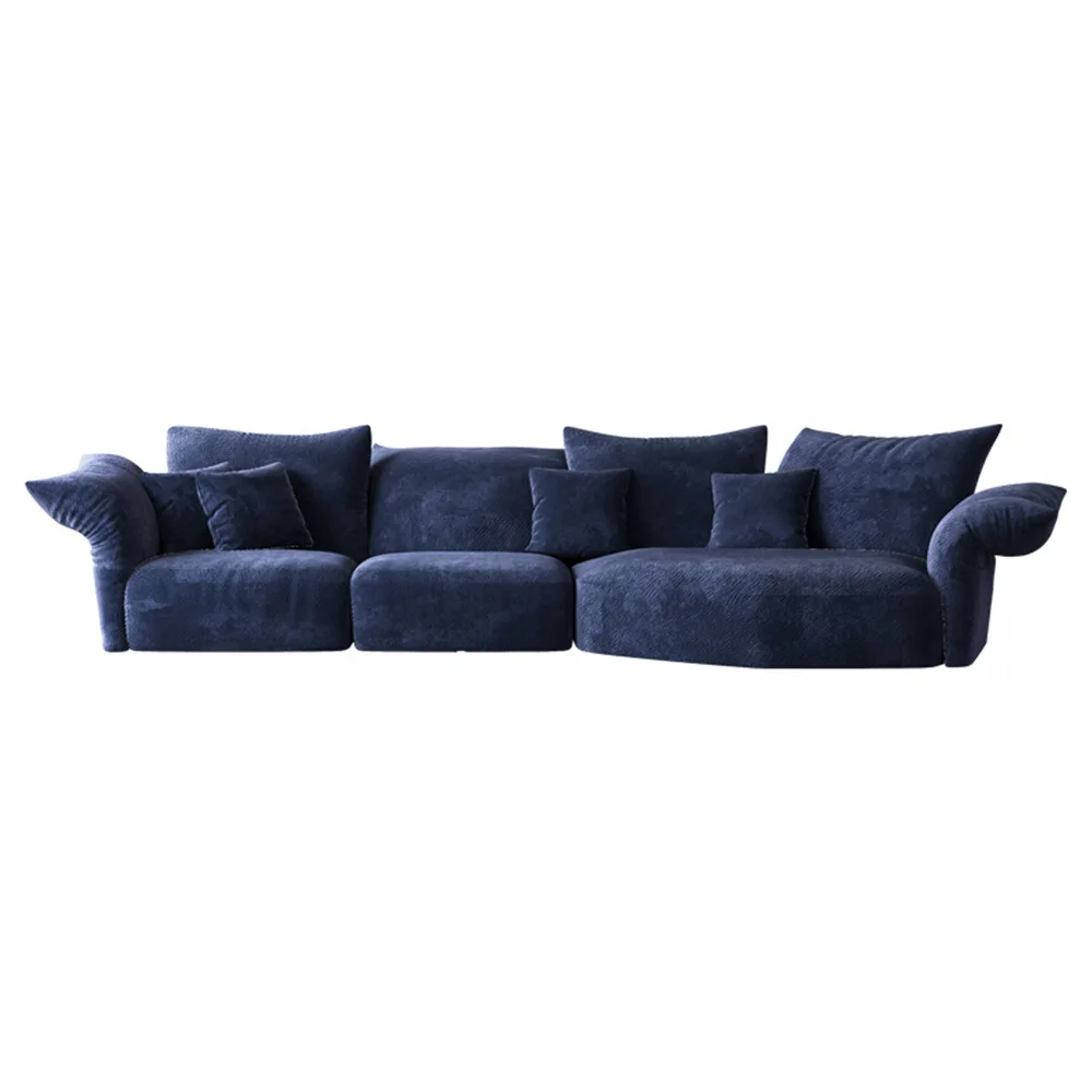 Irregular petal fabric sofa, living room size unit, curved corner sofa combination