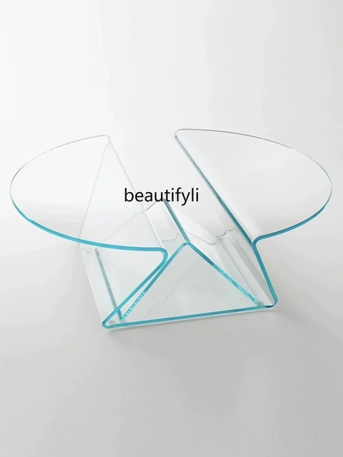 

zzItalian Minimalist Stained Glass round Tea Table Living Room Low Table Geometric Modeling Advanced Creative Coffee Table