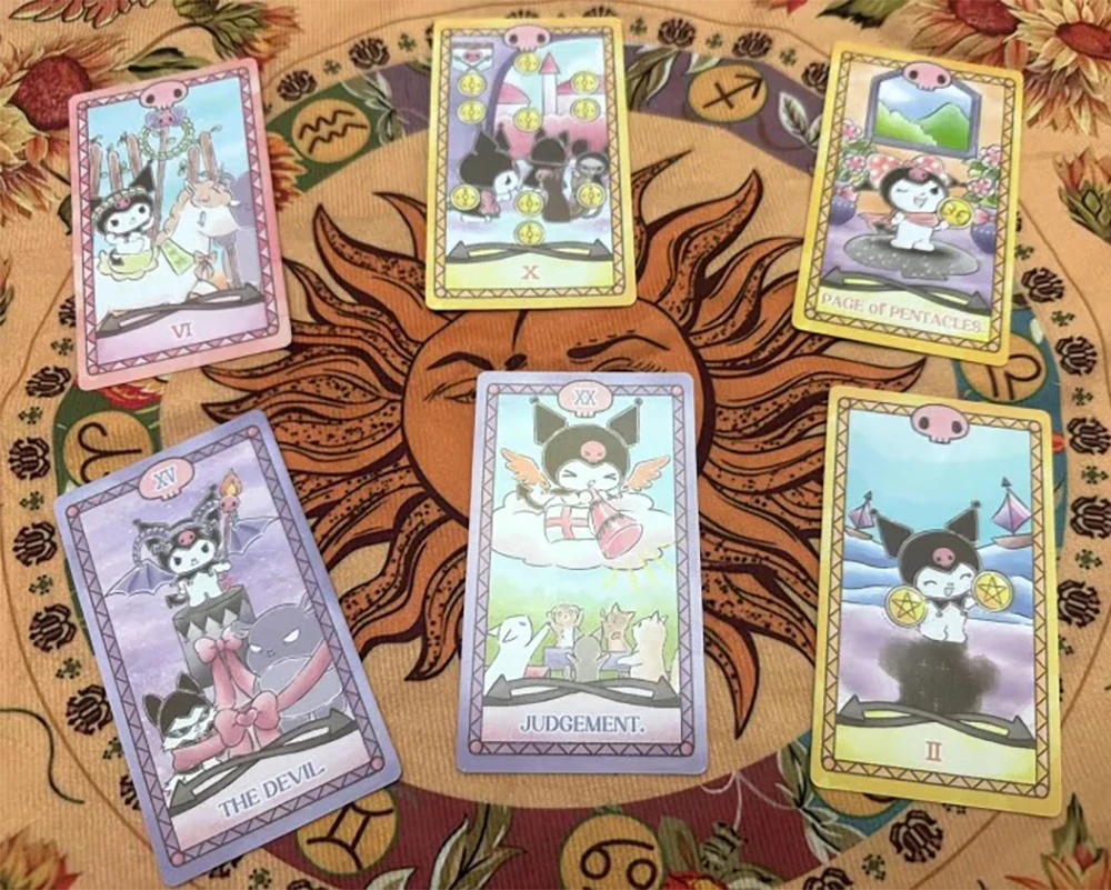 Melody Kuromi Cinnamoroll Cards Tarot Divination Star sign Hello Kitty Sanrio Melody 78 Cards Board Game Deck Oracle Card Party