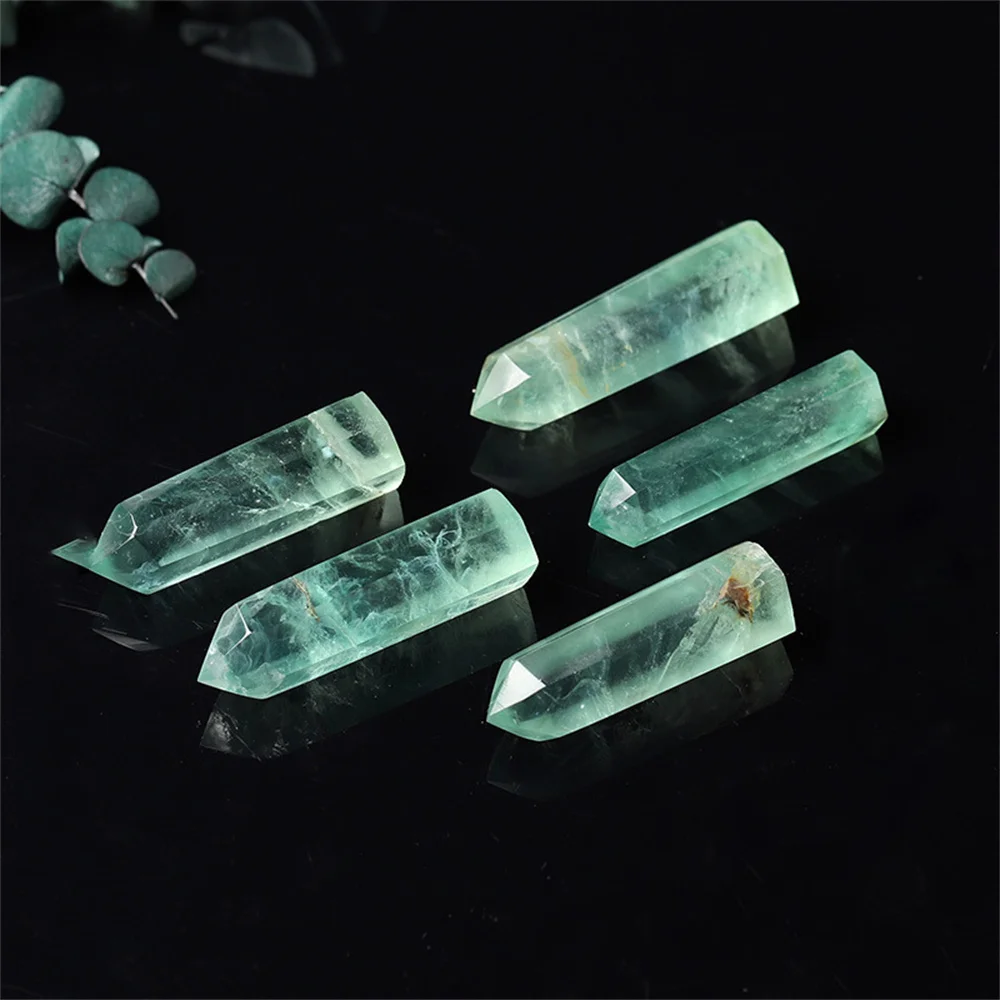 

Natural Crystal Green Fluorite Quartz Point Healing Stone Hexagonal PrismsObelisk Wand Treatment Stone DIY Gift