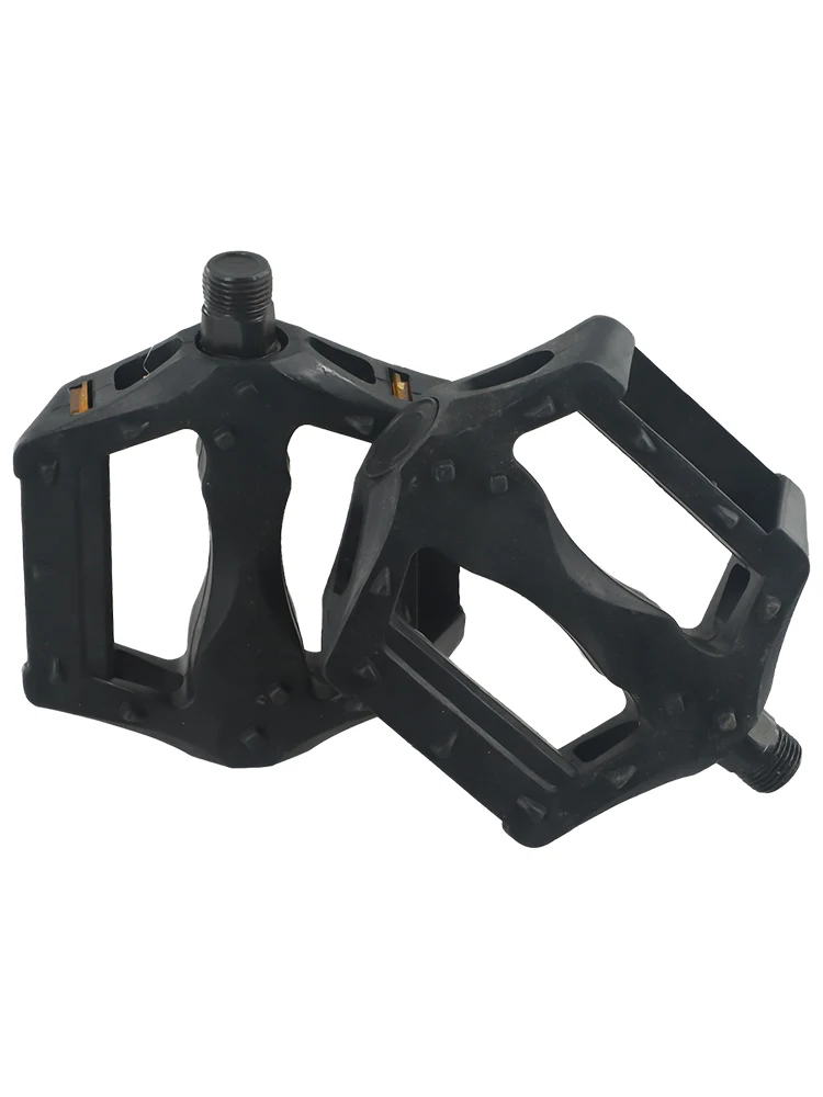Black Plastic Resin Pedals Suitable For Adult Bikes Reflective Strips Sealed End Easy InstFor Allation (80 Characters)