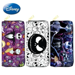 Cartera de PU con cremallera de pesadilla antes de Navidad de Disney, figuras de películas de Jack Skellington, bolsa de dinero de estilo largo multifunción, regalos para mujer