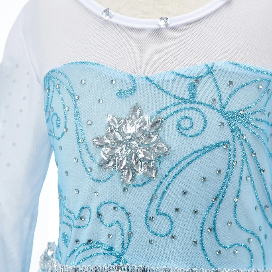 Girls Snow Queen Frozen Elsa Kids Costumes For Girl Halloween Carnival Party Prom Gown Cosplay Children Clothing Princess Dress