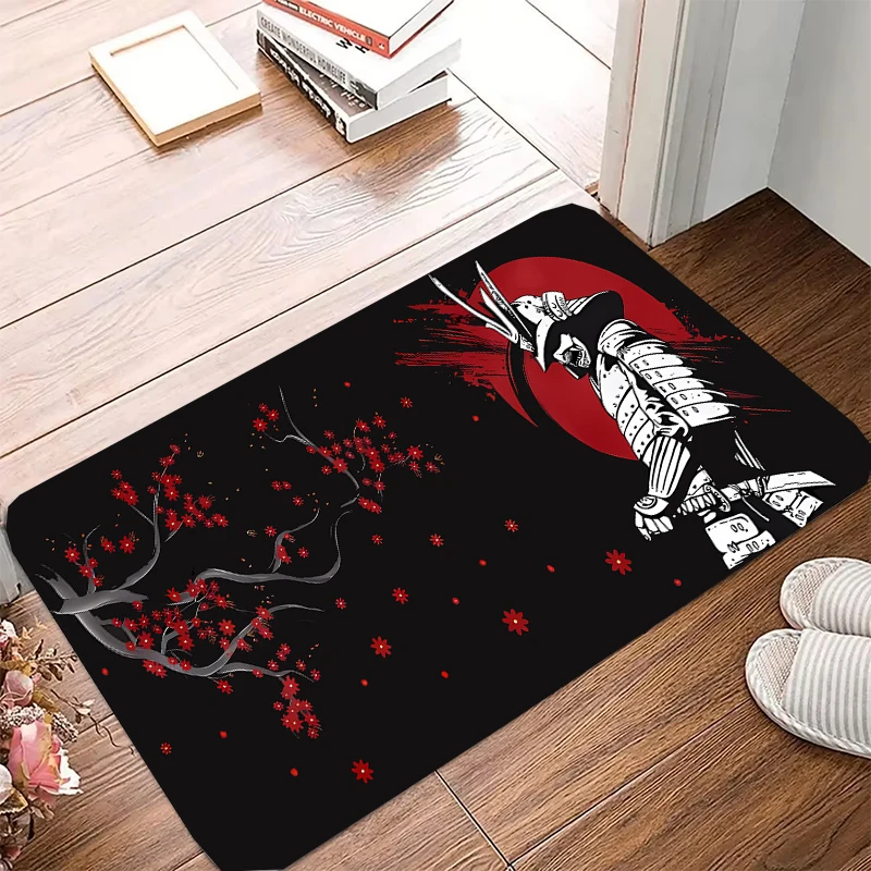 Japanese samurai Mat Home Indoor Welcome Cartoon Design Doormat Anti-wrinkle Non-slip Entrance Floor Carpet Bathroom Bedroom Rug