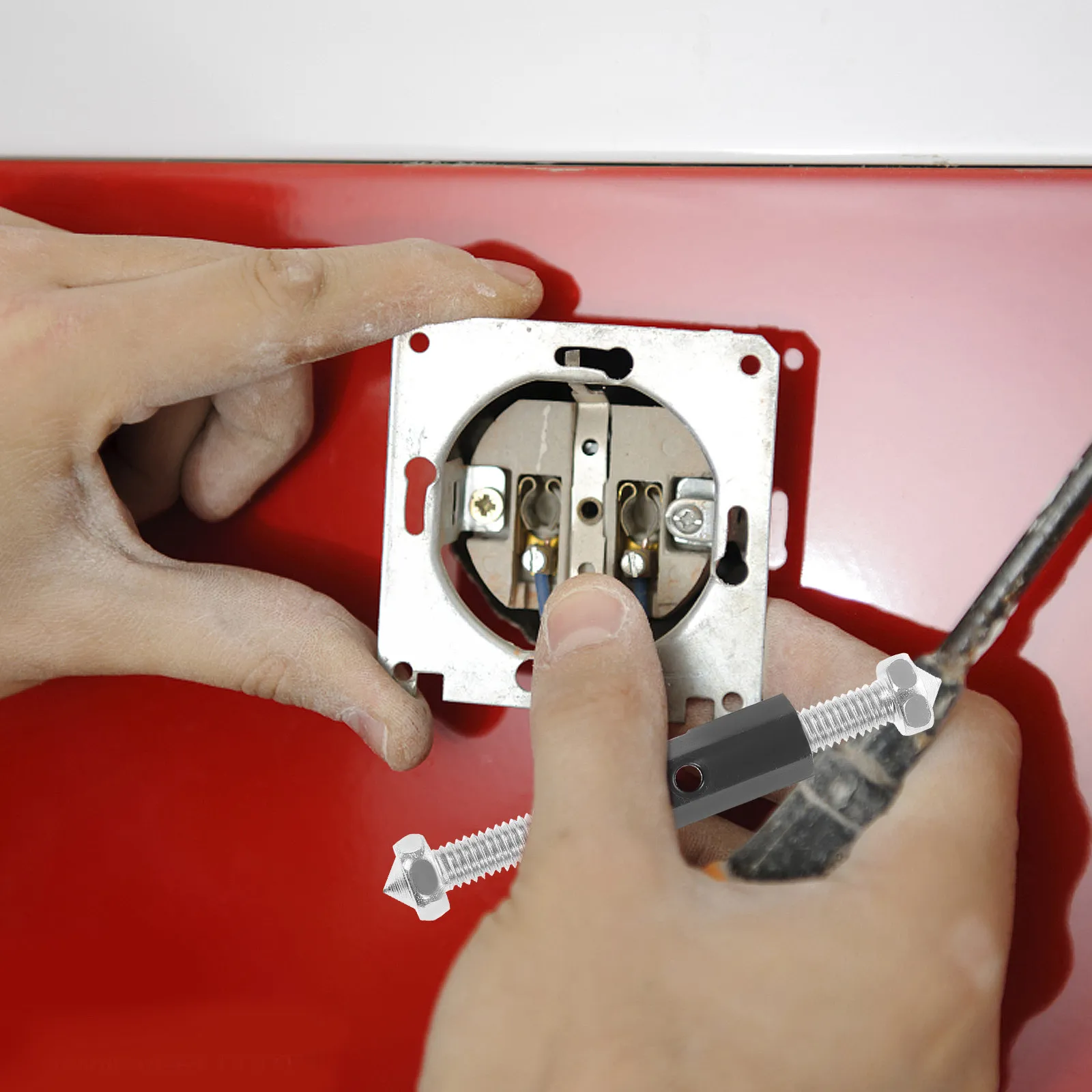 10Pcs Cassette Repairer Screw Hard Metal Head Durable Adjustable Length Electrical Box Wall Plate Repair Device