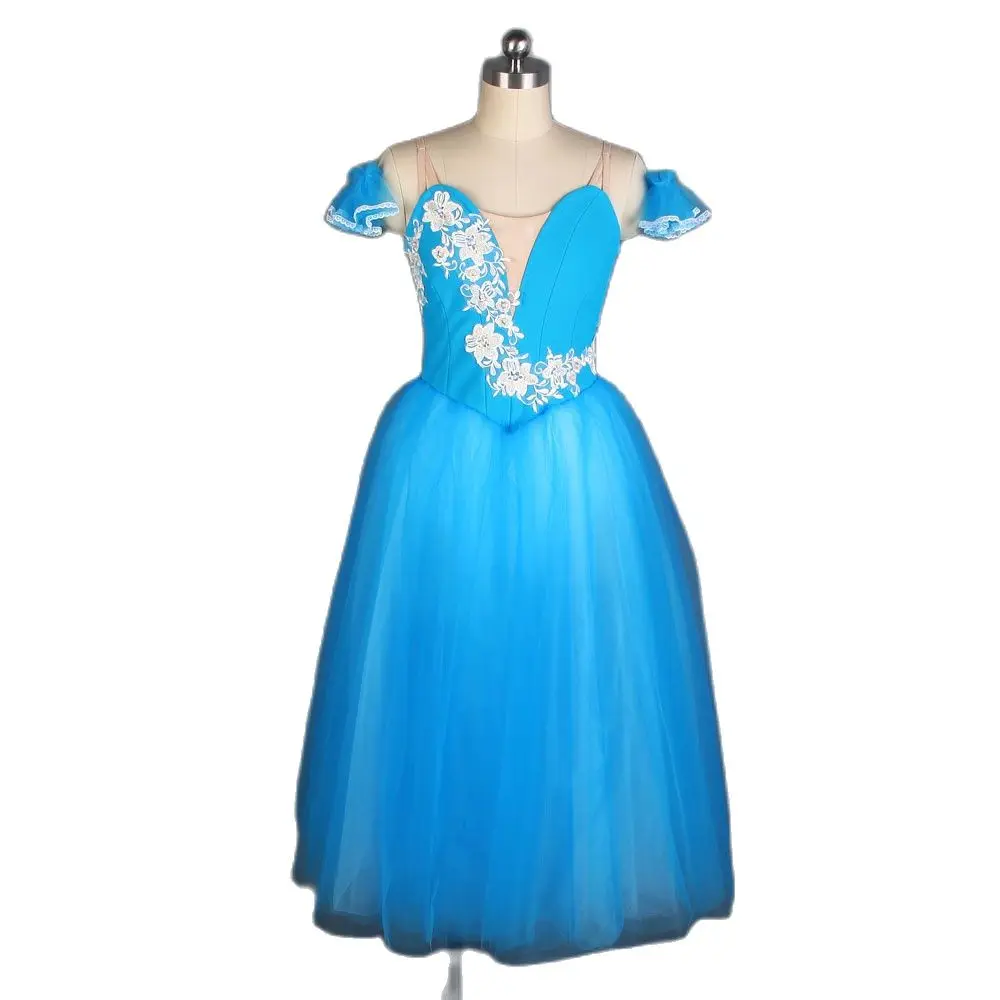 

B18002 All For Dance Long Lake Blue Professional Ballet Dress Girl&Women Stage Dance Costume Ballet Tutu Ballerina Dance wear