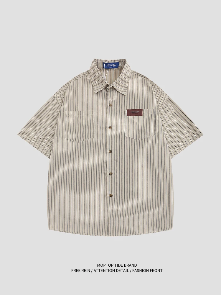 

Мужская рубашка Mr. WH с полосатым узором, воротником-стойкой, в стиле ретро, дизайн в стиле Хонконг, шикарная, из полиэстера...