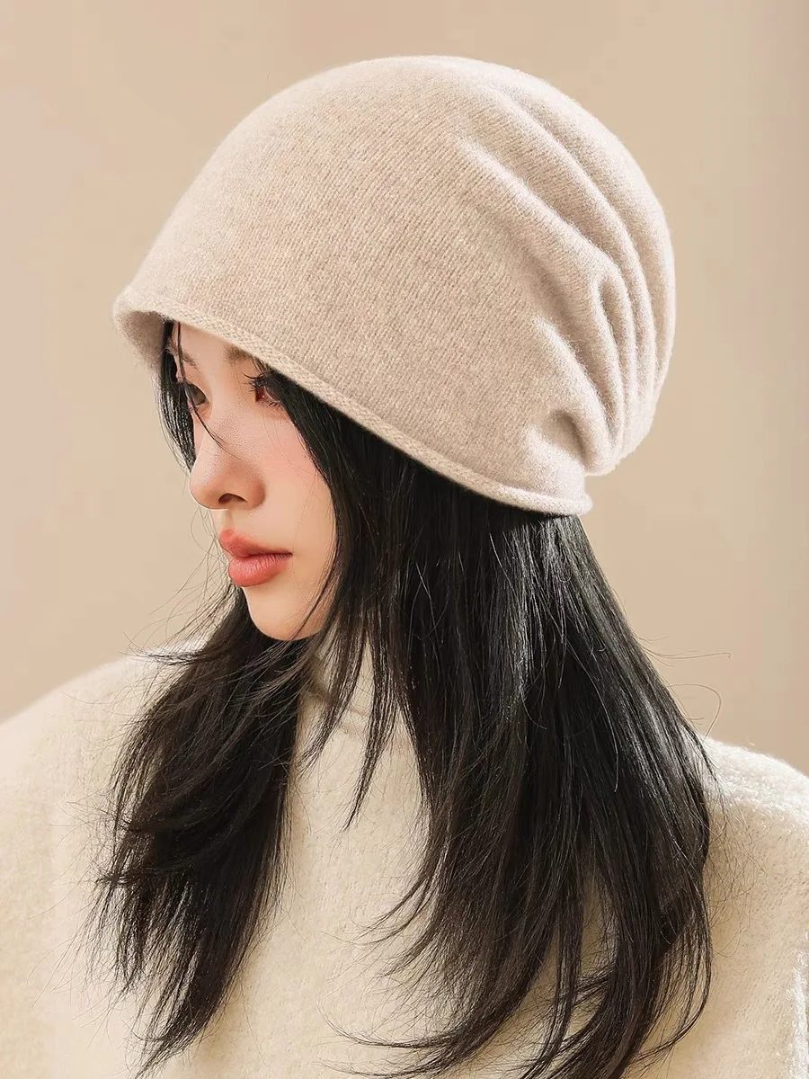 Einfache Klassische Reine Wolle Hut Frauen Männer Herbst WInter Curling Haufen Beanie Männlich Weiblich Hohe Qualität Gestrickte 100% Wolle Kalten Hut – Detail 7