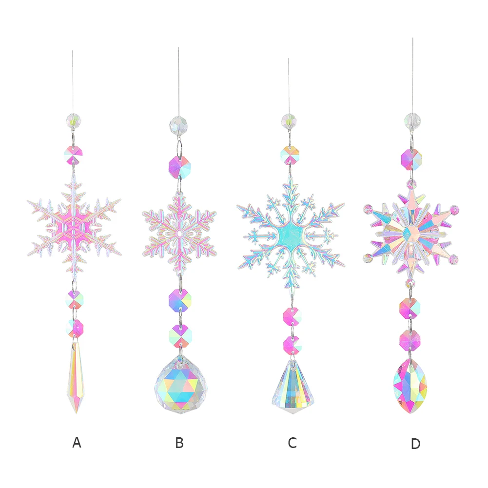 Snowflake Crystal Pendant Car Accessories Crystal Light Catching Jewelry Window Accessories Wind Chime Crystal Light for Balcony