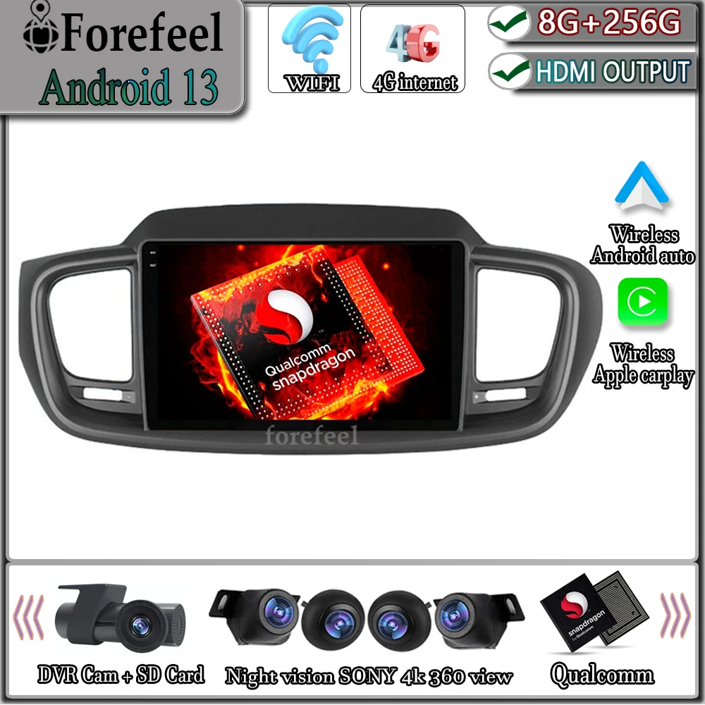 

Android 13 Multimedia For KIA Sorento 2015 - 2018 Multimedia Navigation GPS Auto Radio Player Car Stereo Carplay Screen DashCam