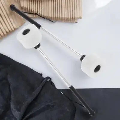 

2pcs Stainless Steel Drumsticks Felt Drum Mallets Band Practice Jazz Drum Supplies Percussion Instrument Sticks Non-Slip Light