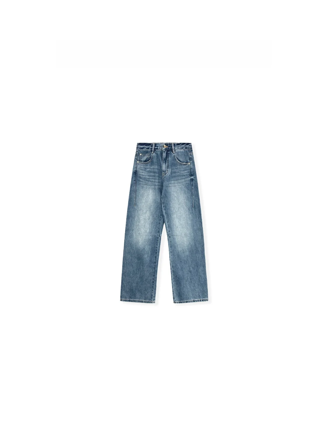 

Lazy Casual Blue Denim Jeans Women's Soft Ba Split Design Spring Summer New Sle Casual Straight Leg Pants l Waist