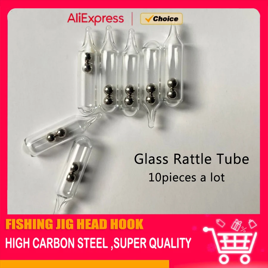 Mrlurion 10 pièces 3mm 4mm 5mm accessoires de matériel de pêche, boule de verre à hochet de tube, outil de tube à vis sans fin