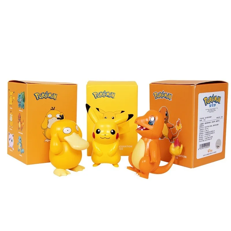 Set da 6 pezzi pokemon Pikachu Doll Anime Action Figure Squirtle Bulbasaur ornamenti per auto collezione di giocattoli per bambini decorazione regalo