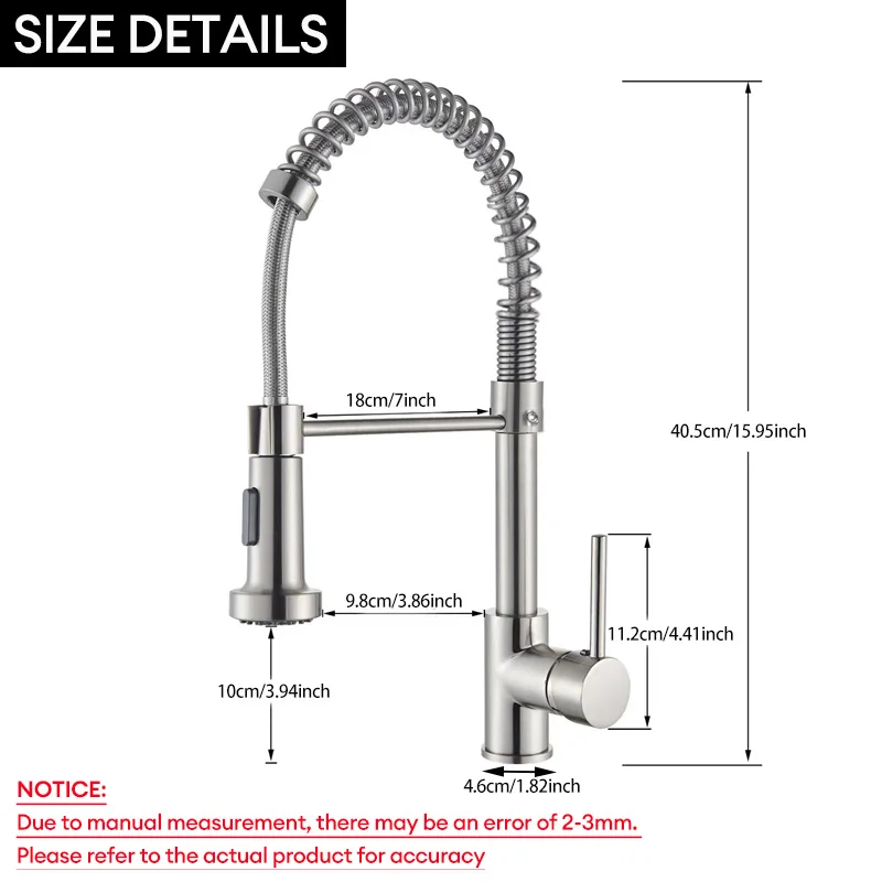 Baokemo Kitchen Pull Down Spring Sink Faucet 360 Rotation Hot Cold Mixer Tap