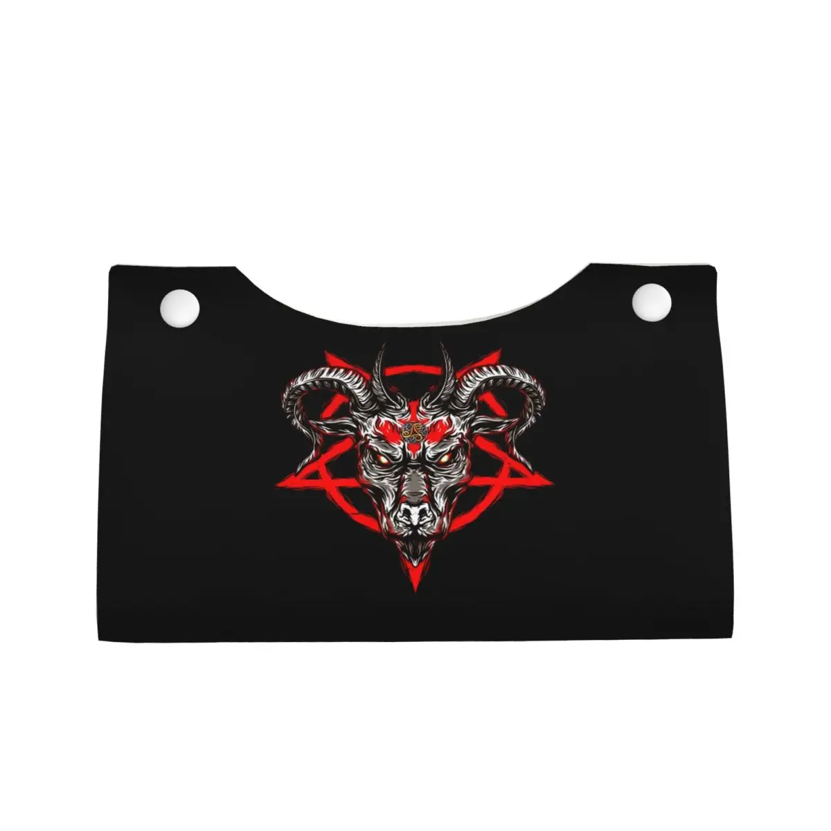 Custom Baphomet Goat Pentagram Occult Magic Tissue Box Cover Rectangular PU Leather Devil Satan Facial Tissues Holder for Home