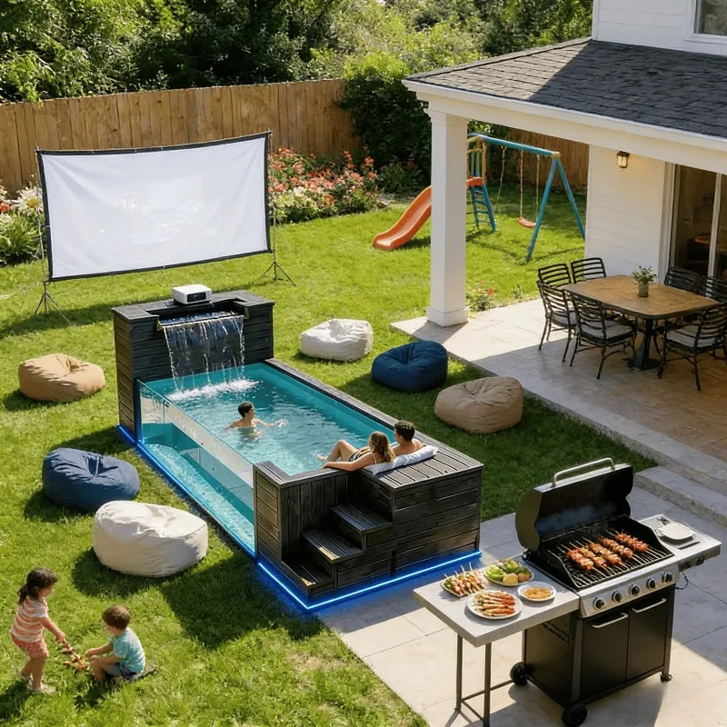 Portable Outdoor Container Pool Fiberglass Above Ground with Filtration System