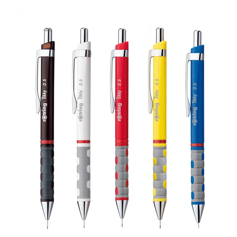 Rotring Mechanical Pencil Tikky, White Black 0.5 0.7mm Graphite Pencil Softtouch Rubberized Grip Hi-polymer Leads Durable Strong